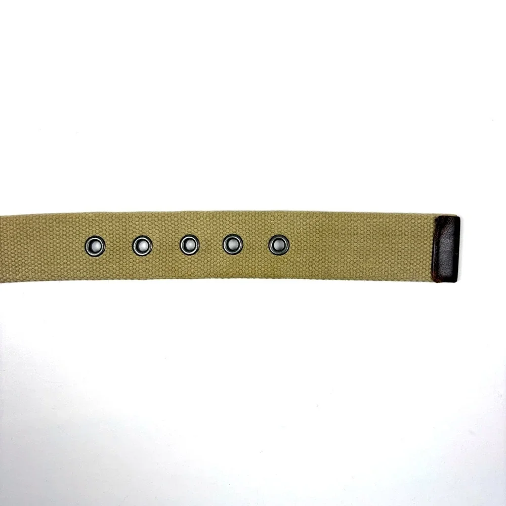 VTG‎ 90s Eddie Bauer Canvas & Leather Suringle Belt Khaki Mens 52